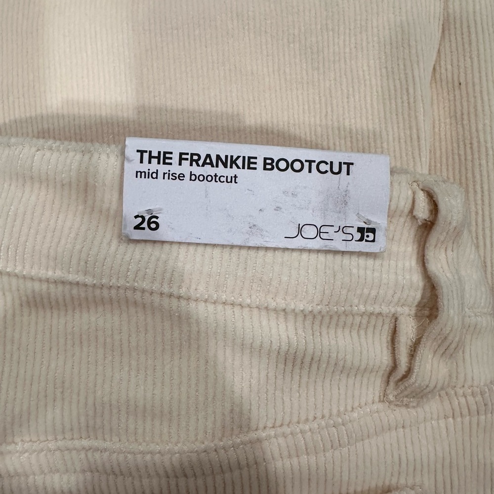 Joes Jeans Frankie Bootcut Corduroy Pants Cream Milk Mid Rise Side Slit Size 26 - Picture 8 of 9